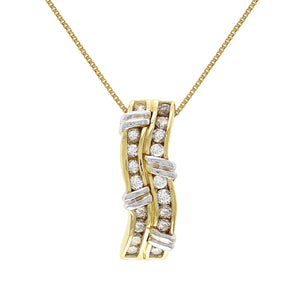 Italian 14k Yellow & White Gold 3/4ctw Diamond Channel Slide Pendant Necklace, 18"