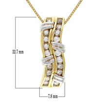 Load image into Gallery viewer, Italian 14k Yellow &amp; White Gold 3/4ctw Diamond Channel Slide Pendant Necklace, 18&quot;
