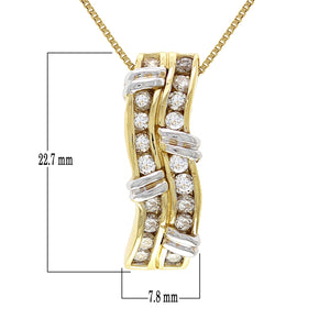 Italian 14k Yellow & White Gold 3/4ctw Diamond Channel Slide Pendant Necklace, 18"