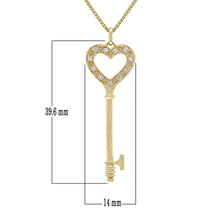 Load image into Gallery viewer, Italian 14k Yellow Gold 0.10ctw Diamond Heart Skeleton Key Pendant Necklace, 18&quot;