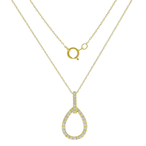 18k Yellow Gold 0.37ctw Diamond Pear Drop Pendant Necklace, 18