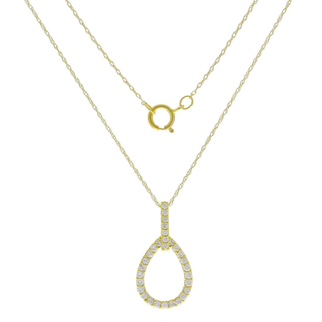 18k Yellow Gold 0.37ctw Diamond Pear Drop Pendant Necklace, 18