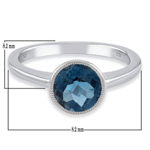 Load image into Gallery viewer, .925 Sterling Silver &amp; Amethyst, Blue Topaz or Garnet Milgrain Bezel-Set Fashion Ring (Various Sizes)