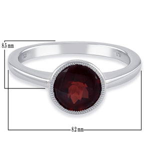 .925 Sterling Silver & Amethyst, Blue Topaz or Garnet Milgrain Bezel-Set Fashion Ring (Various Sizes)
