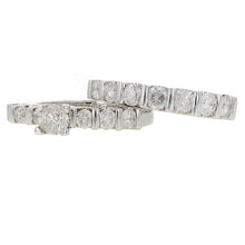 Load image into Gallery viewer, 14k White Gold 2ctw Brilliant Cut Diamond Matching 2 Piece Bridal Ring Set