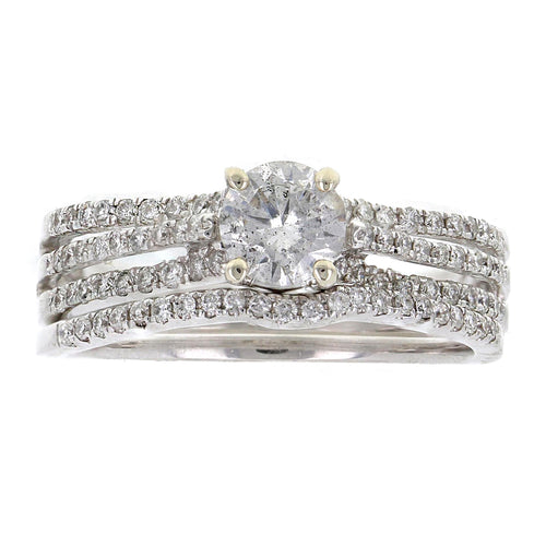 14k White Gold 1ctw Diamond Matching Engagement & Bridal 2 Piece Ring Set