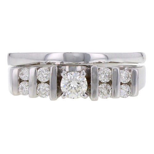 14k White Gold 1/2ctw Diamond Engagement & Wedding 2 Piece Ring Set