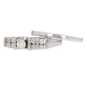 14k White Gold 1/2ctw Diamond Engagement & Wedding 2 Piece Ring Set