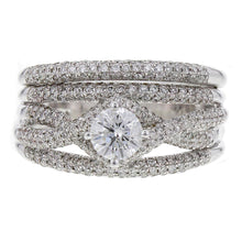 Load image into Gallery viewer, 14k White Gold 1 1/2ctw Diamond Pave Matching 2 Piece Bridal Ring Set