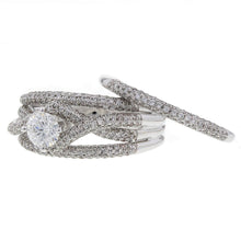 Load image into Gallery viewer, 14k White Gold 1 1/2ctw Diamond Pave Matching 2 Piece Bridal Ring Set