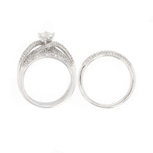 Load image into Gallery viewer, 14k White Gold 1 1/2ctw Diamond Pave Matching 2 Piece Bridal Ring Set