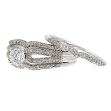 Load image into Gallery viewer, 14k White Gold 1.51ctw Diamond Pave Multi-Row Matching 2 Piece Bridal Ring Set