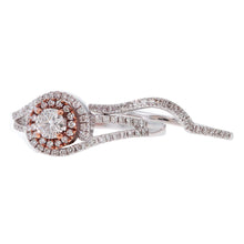 Load image into Gallery viewer, 14k White &amp; Yellow Gold 0.60ctw Diamond Swirl 2 Piece Bridal Ring Set
