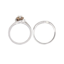 Load image into Gallery viewer, 14k White &amp; Yellow Gold 0.60ctw Diamond Swirl 2 Piece Bridal Ring Set