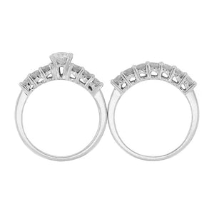 14k White Gold 1 1/2ctw Diamond Matching Engagement Ring & Wedding Band Set