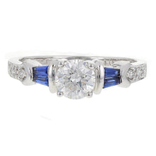 Load image into Gallery viewer, 14k White Gold 1ctw Diamond &amp; Blue Sapphire Engagement Ring