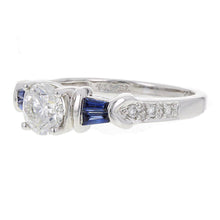 Load image into Gallery viewer, 14k White Gold 1ctw Diamond &amp; Blue Sapphire Engagement Ring