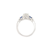 Load image into Gallery viewer, 14k White Gold 1ctw Diamond &amp; Blue Sapphire Engagement Ring