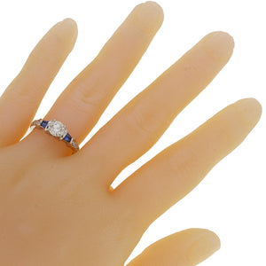 14k White Gold 1ctw Diamond & Blue Sapphire Engagement Ring