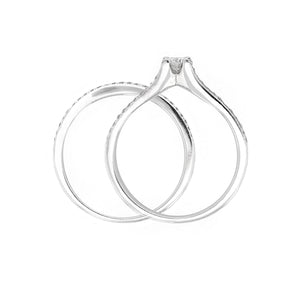 14k White Gold 1/2ctw Brilliant Diamond Matching Engagement & Wedding Ring Set