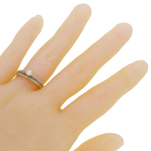 14k Yellow Gold 0.51ctw Brilliant Diamond Pave Matching 2 Piece Bridal Ring Set
