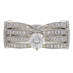 14k White Gold 1.13ctw Diamond Matching Engagement &  Wedding 2 Piece Ring Set