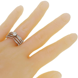 14k White Gold 1.13ctw Diamond Matching Engagement &  Wedding 2 Piece Ring Set