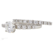 Load image into Gallery viewer, 14k White Gold 1.20ctw Brilliant Diamond Matching 2 Piece Bridal Ring Set