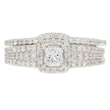 Load image into Gallery viewer, 14k White Gold 1.20ctw Princess Diamond Engagement &amp; Wedding 2 Piece Ring Set
