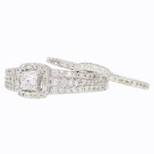Load image into Gallery viewer, 14k White Gold 1.20ctw Princess Diamond Engagement &amp; Wedding 2 Piece Ring Set