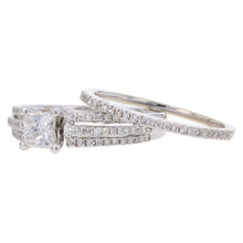 Load image into Gallery viewer, 14k White Gold 1 1/2ctw Princess Diamond Multi-Row 2 Piece Bridal Ring Set