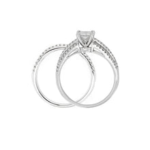 Load image into Gallery viewer, 14k White Gold 1 1/2ctw Princess Diamond Multi-Row 2 Piece Bridal Ring Set