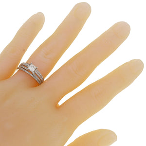 14k White Gold 1 1/2ctw Princess Diamond Multi-Row 2 Piece Bridal Ring Set