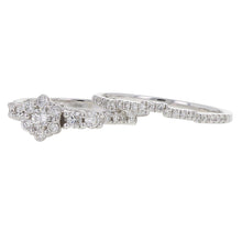 Load image into Gallery viewer, 14k White Gold 0.78ctw Diamond Cluster 2 Piece Bridal Ring Set