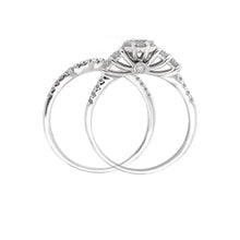 Load image into Gallery viewer, 14k White Gold 0.78ctw Diamond Cluster 2 Piece Bridal Ring Set