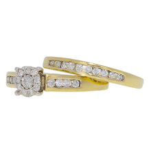 Load image into Gallery viewer, 14k Yellow Gold 1/2ctw Brilliant Cut Diamond Cluster 2 Piece Wedding Set