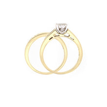 Load image into Gallery viewer, 14k Yellow Gold 1/2ctw Brilliant Cut Diamond Cluster 2 Piece Wedding Set