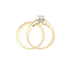 14k Yellow Gold 1/2ctw Brilliant Cut Diamond Cluster 2 Piece Wedding Set