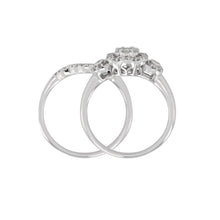 Load image into Gallery viewer, 14k White Gold 0.45ctw Diamond Sparkling Cluster 2 Piece Bridal Ring Set