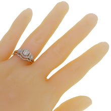 Load image into Gallery viewer, 14k White Gold 0.45ctw Diamond Sparkling Cluster 2 Piece Bridal Ring Set