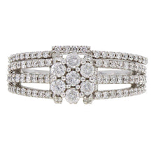 Load image into Gallery viewer, 14k White Gold 0.87ctw Diamond Cluster Multi-Row 2 Piece Bridal Ring Set