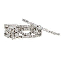 Load image into Gallery viewer, 14k White Gold 1.05ctw Diamond Cluster Deco Inspired 2 Piece Bridal Ring Set
