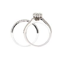 Load image into Gallery viewer, 14k White Gold 1.05ctw Diamond Cluster Deco Inspired 2 Piece Bridal Ring Set