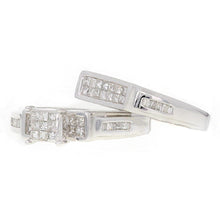 Load image into Gallery viewer, 14k White Gold 0.85ctw Princess Cut Diamond Matching 2 Piece Bridal Ring Set