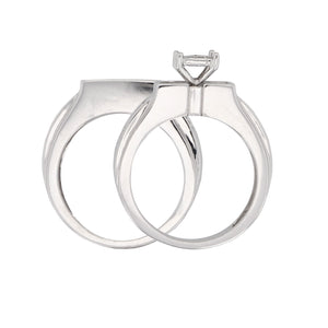 14k White Gold 0.85ctw Princess Cut Diamond Matching 2 Piece Bridal Ring Set