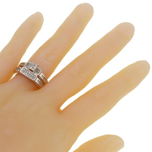 14k White Gold 0.85ctw Princess Cut Diamond Matching 2 Piece Bridal Ring Set