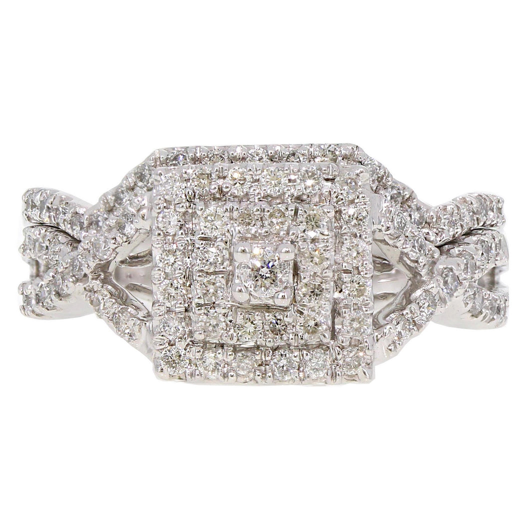 14k White Gold 1/2ctw Diamond  Twist Engagement & Wedding Ring Set