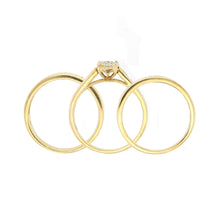Load image into Gallery viewer, 10k Yellow Gold 0.58ctw Diamond Cluster Bride &amp; Groom Matching 3 Piece Ring Set