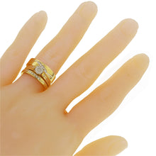 Load image into Gallery viewer, 10k Yellow Gold 0.58ctw Diamond Cluster Bride &amp; Groom Matching 3 Piece Ring Set