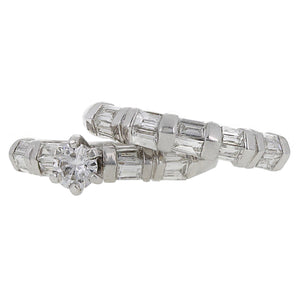 14k White Gold 1.15ctw Mixed Cut Diamond Matching 2 Piece Bridal Ring Set
